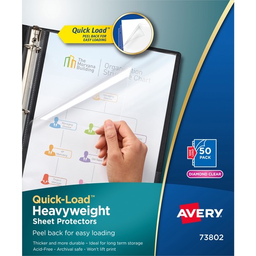 Avery Quick Load Sheet Protectors,50/BX,8-1/2"x11",Diamond Clear