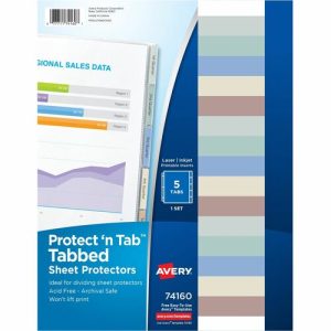 Avery  Tab Sheet Protectors, 5 Tab/ST, 8-1/2"x11", Clear