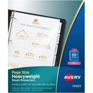 Avery  Sheet Protectors, 3 HP, 11"x8-1/2", 50/BX, Diamond Clear