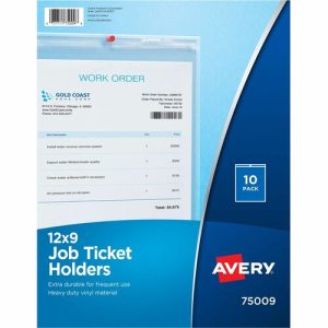 Avery Job Ticket Holder, 9"x12", Heavy Weight, 10/PK, Vinyl/Clear