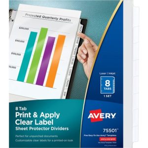 Avery Laser/Inkjet Pocket Divider,Punched,8-Tab,11"x8-1/2",CL