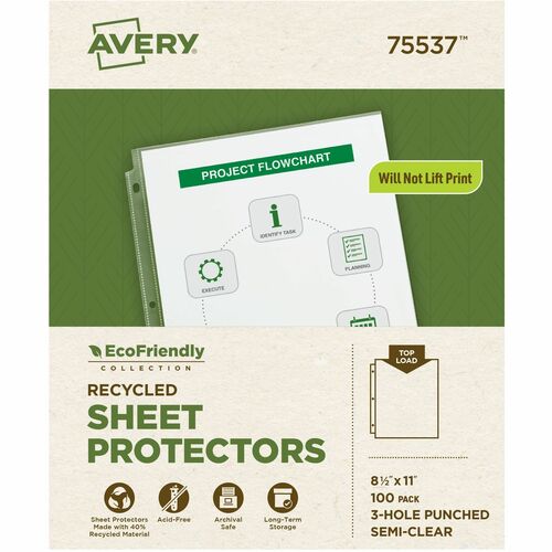 Avery Sheet Protectors, Economy Wgt,11"x8-1/2", 100/BX, Semi-Clear