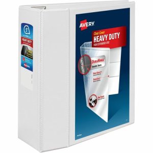 Avery  View Binder, Hvy-dty, EZD Ring, 5" Cap, White