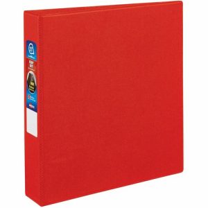 Avery  Binder, DuraHinge, 4 Pockets,1-1/2" Cap, 8-1/2"x11", Red