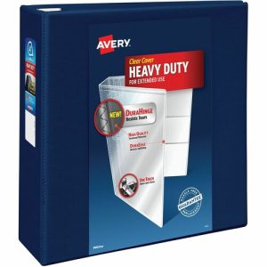 Avery  View Binder, DuraHinge, 4" Capacity, 8-1/2"x11", Navy