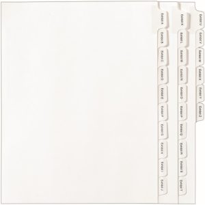 Avery  Index Dividers, Legal Exhibit, Alphabetical, A-Z, White