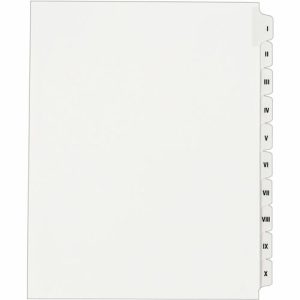 Avery  Index Dividers, "I-X", Side Tab, 8-1/2"x11", 10/Set, White