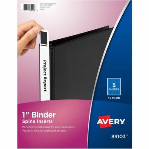 Avery  Binder Spine Inserts,1" Capacity, 40/PK, White