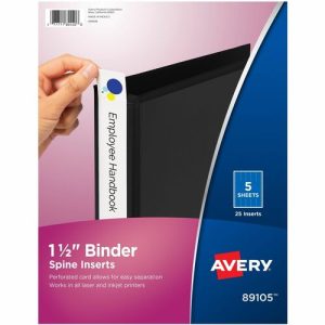 Avery  Binder Spine Inserts, 1-1/2" Capacity, 25/PK, White