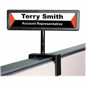 Advantus Corp. Nameplate Cubicle Sign, 9"x5/8"x2-1/2", Black
