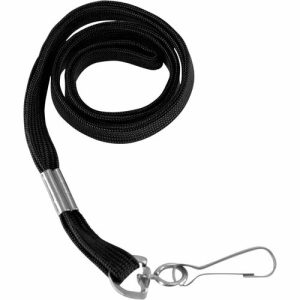 Baumgartens  Flat Lanyards, With Hook, 36" L, 100/BX, Black