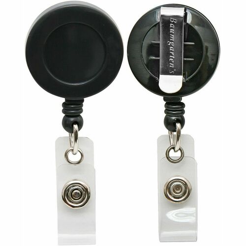 Baumgartens Card Reel, with Belt Clip, Extends 30", Black