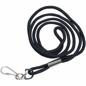 Baumgartens  Standard Lanyards, w/Hook, 36" L, 12/PK, Black
