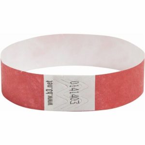 Baumgartens Security Wrist Band,Tear-Resistant,10"x3/4",100/PK, RD