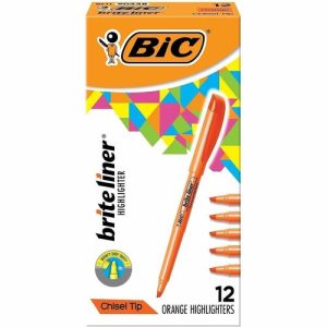 Bic  Highlighter,w/ Pocket Clip,Chisel Point,Nontoxic,Orange