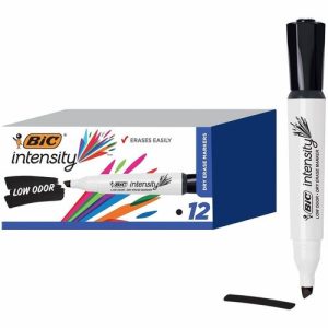 Bic  Markers, Dry-erase, Low-odor, Chisel, Black