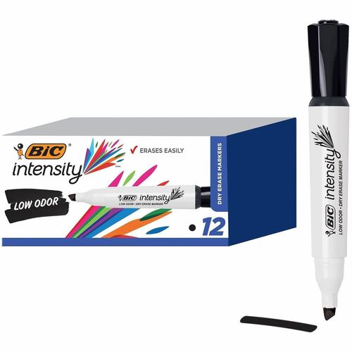 Bic Markers, Dry-erase, Low-odor, Chisel, Black