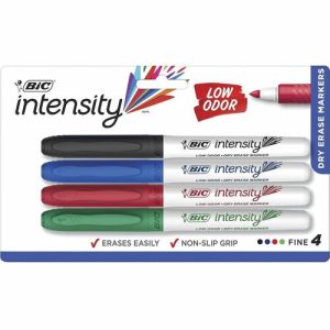 Bic  Dry-erase Markers,Fine Point, 4/PK, Black, Blue, Red, Green
