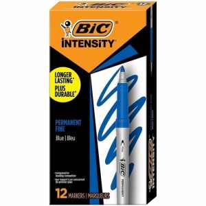 Bic  Marker, Permanent, w/ Rubber Grip, Fine Point, Blue