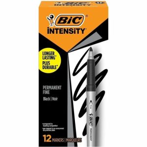 Bic  Permanent Marker, w/ Rubber Grip, Fine Point, Black