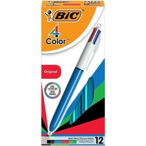 Bic  4-Color Ink Ballpoint Pen, Medium Pt, BE/WE Barrel/AST Ink