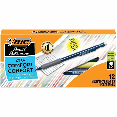 Bic Mechanical Pencil,0.7mm,Rubber Grip,Nonrefill.,BK Grip/AST