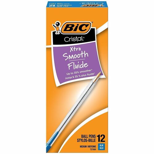 Bic Stic Ballpoint Pen, Medium Point, BE Ink/CL Barrel