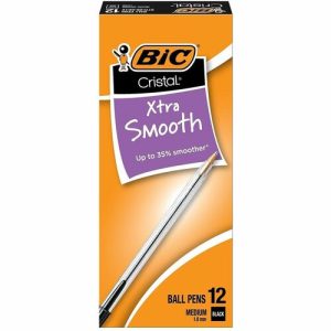 Bic  Stic Ballpoint Pen, Medium Point, BK Ink/CL Barrel