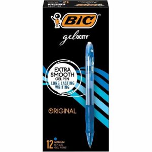 Bic  Pen, Gel, Retractable, 0.7mm Point, Blue