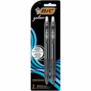 Bic Gel Pen, Retractable, 0.7mm Point, 2/PK, Black