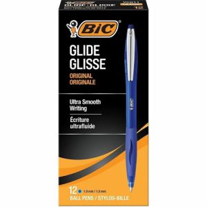 Bic  Atlantis Retractable Pen, Med Point, Metal Clip,Blue Ink