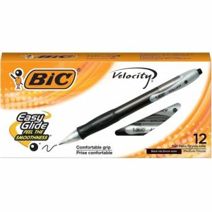 Bic  Ballpoint Pen, Retractable, Medium Point, Black Ink/Barrel