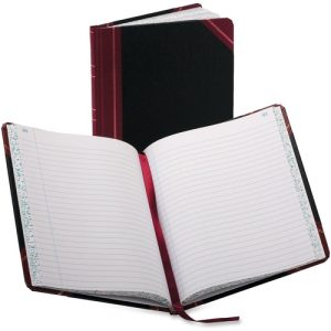 Boorum & Pease  Record Book, Ruled, 150 Pages, 9-5/8"x7-5/8", Black/Red
