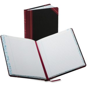 Boorum & Pease  Record Book, Ruled, 300 Pages, 9-5/8"x7-5/8", Black/Red