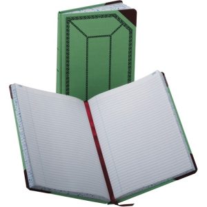 Boorum & Pease  Account Book, Record-Ruled, 300 Pages, 12-1/2"x7-5/8", Green