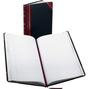 Boorum & Pease  Account Book,Record-Ruled,300 Pages,14-1/8"x8-5/8",Black/Red