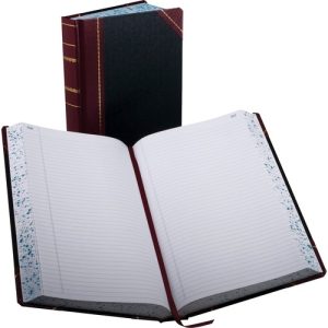 Boorum & Pease  Account Book,Record-Ruled,500 Pages,14-1/8"x8-5/8",Black/Red